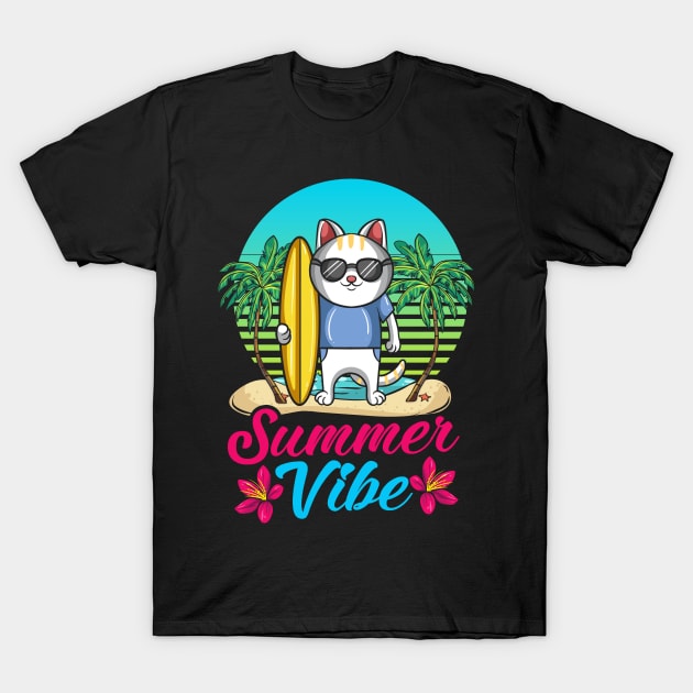 Retro Summer Vibes Summer Cat Costume Summer Vibe Women Kids T-Shirt by Beautiful Butterflies by Anastasia